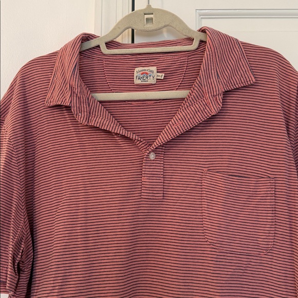 Faherty Brand Feeder Stripe Polo Sunrise Red/Navy XXL - Picture 4 of 8